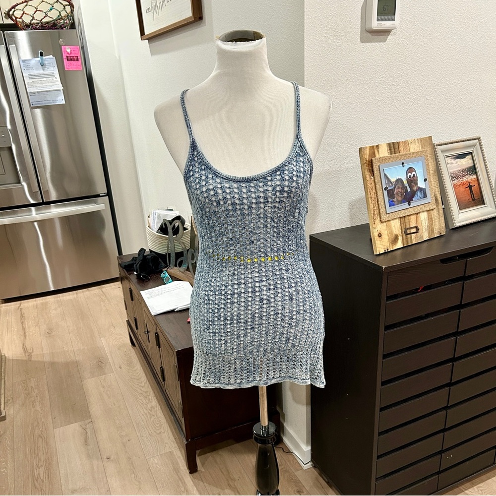 cloth & stone Washed Blue Open-Knit Tank